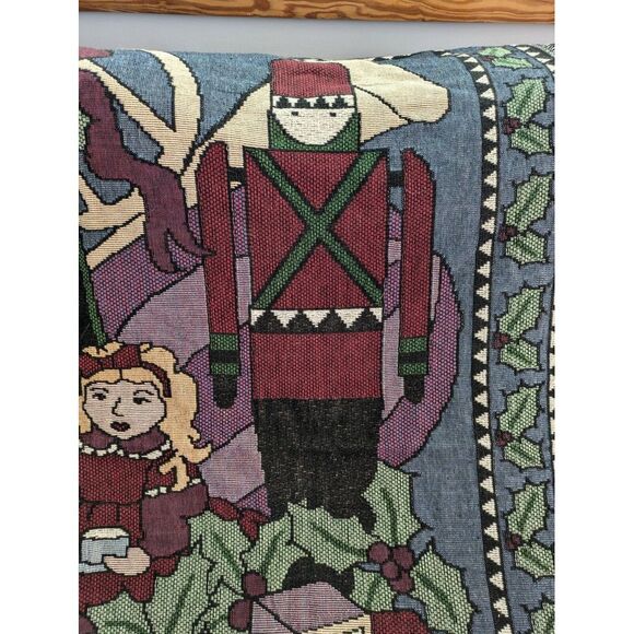 Tapestry Throw Blanket Christmas Santa's Express Nutcracker Bear Woven 50" x 60" - Picture 6 of 8